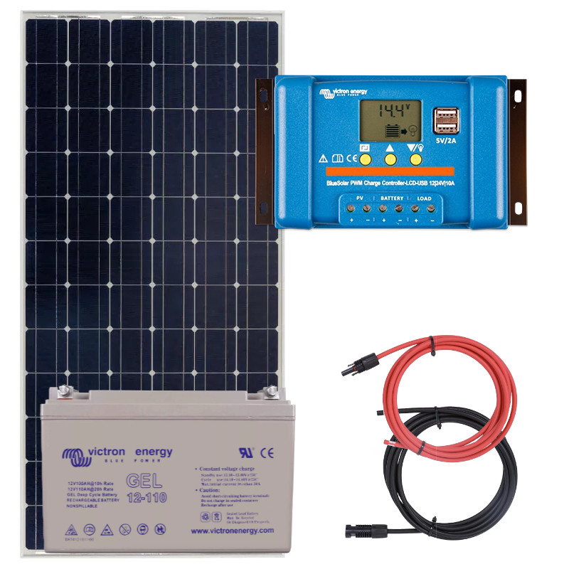 Panel słoneczny 185W i akumulator żelowy 110Ah z regulatorem LCD