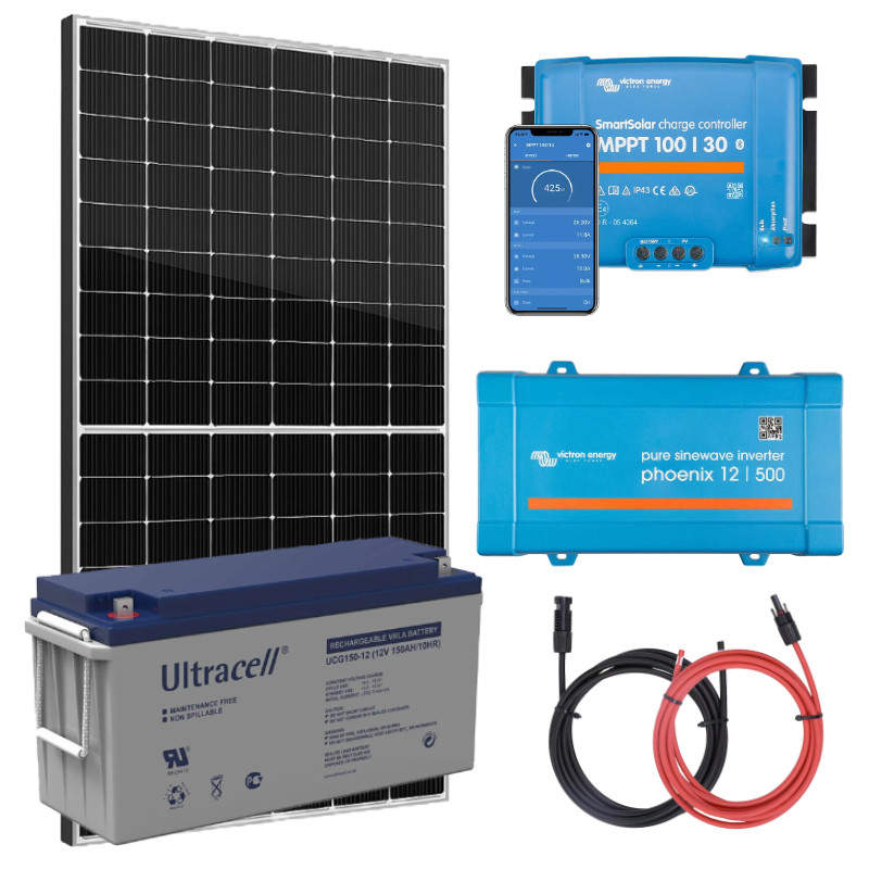 Elektrownia słoneczna 435Wp z akumulatorem - zasilanie 230V moc 400W + MPPT