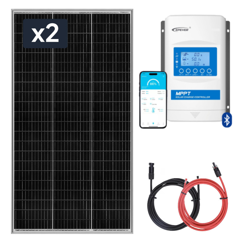 Zestaw do kampera panel sztywny 2x180W, regulator ładowania MPPT