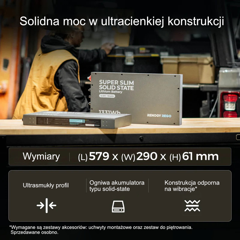 Obrazek produktu Akumulator Renogy REGO 12V 104Ah LiFePO₄ z samonagrzewaniem (SKU: 5573) - importowany z CSV (SunTrack)