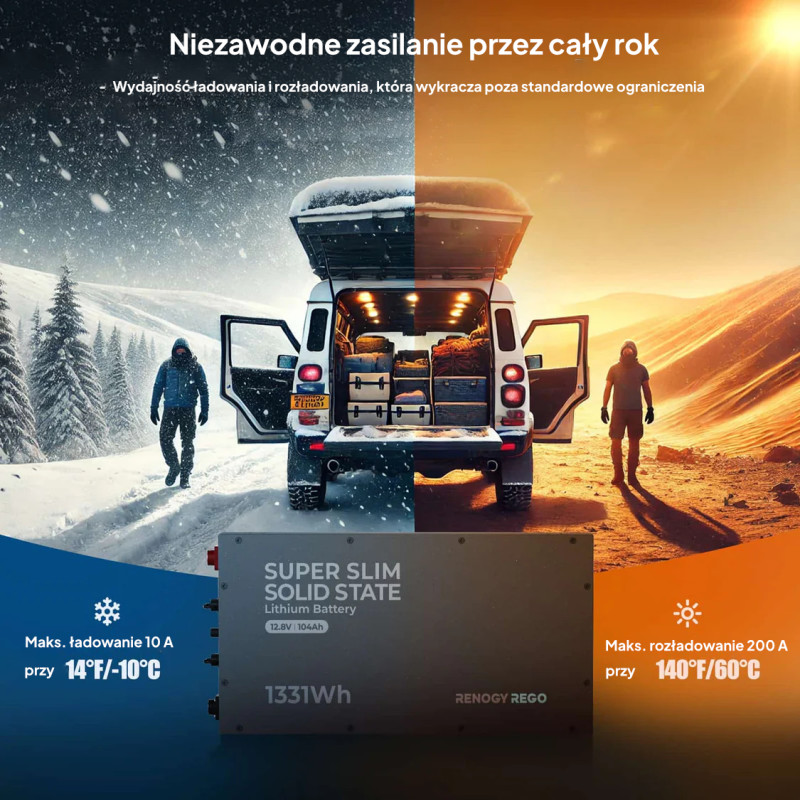 Obrazek produktu Akumulator Renogy REGO 12V 104Ah LiFePO₄ z samonagrzewaniem (SKU: 5573) - importowany z CSV (SunTrack)