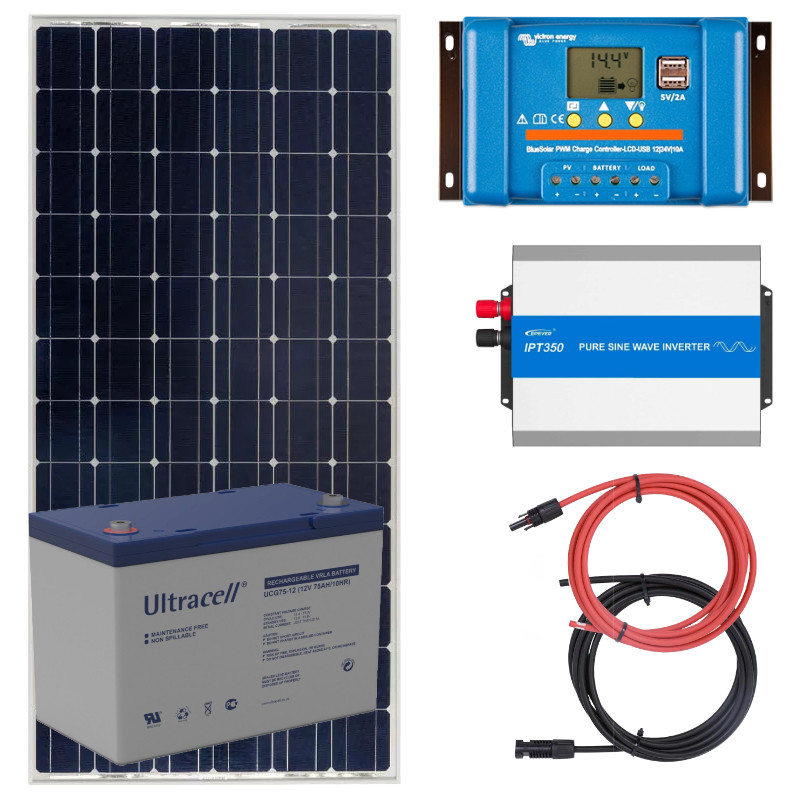 Elektrownia słoneczna 185W z akumulatorem - zasilanie 230V moc 350W